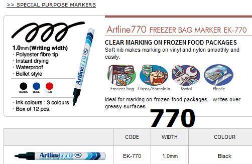 Verzamelen Doorzichtig Prestigieus $34.50 Artline 770 Freezer Markers 0.8mm Black 177001 box 12