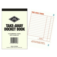 Restaurant Docket Book Zions Take Away 100 Numbered Dockets #Z-TA