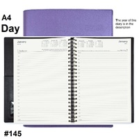 Diary 2025 VANESSA 145.V55-25 A4 Day to page Lilac Purple (8am - 6pm, 1/2 hourly) 297x210mm 145V55