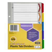 Dividers A5 5 tab 35042F set 5 Marbig Coloured index Reinforced