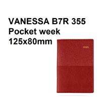 Diary 2025 VANESSA B7R 355.V15-25 week Red POCKET WTO week WIRE-O BOUND 355v15