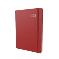 Diary 2025 LEGACY CL41.15-25 A4 1 Day to page Red soft-touch cover 1/2 hour times 7.30am-7.30pm