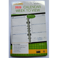 DayPlanner  DK1700 2025 WEEKLY DATED ONE YEAR Organiser Refill 7 rings pages size 216x140mm Desk Edition #86573 DK1700-24