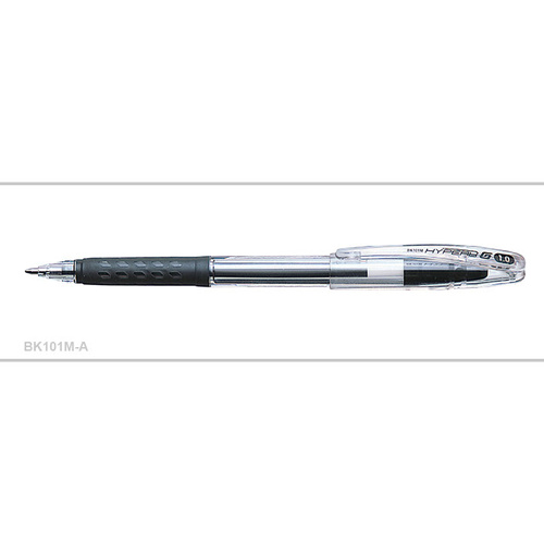 Pen Pentel Superb Ballpoint Rubber Grip  .7mm Black Box 12 #BK101AE Hyperb FINE