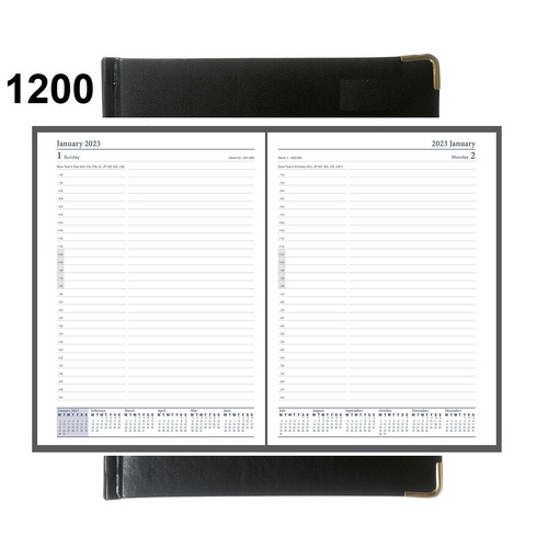 Diary 2025 CLASSIC 1200.U99-25 Day to page 260x190 B5 Day Management PU BLACK Gold CORNERS Debden 260x190mm #819207 