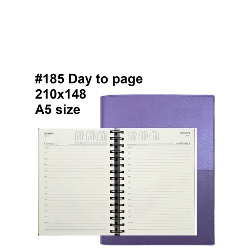 Diary 2025 Vanessa 185.V55-25 A5 Day to page Lilac Purple (7am-8pm, hourly) 210x148mm 185v55