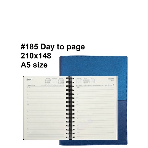 Diary 2025 Vanessa 185.V59-25 A5 Day to page Blue (7am - 8pm, hourly) 210x148mm #185v59