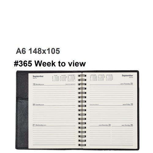 Diary 2025 VANESSA 365.V99-25 WEEK to view A6 Black 148x105mm #365V99