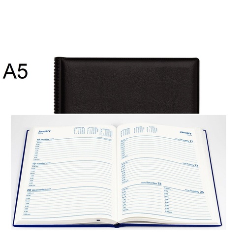 Diary 2025 Belmont A5 Week 387.V99-25 WTO 9am-5pm 1 hour Black PVC 210x148mm Collins