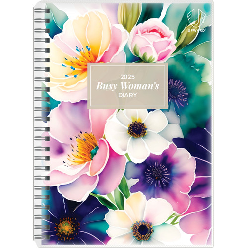 Diary 2025 Upward 4404-353-25 A5 Watercolours Busy Woman's Week 1 hour 8am-6pm Wiro-bound page size 210x148mm