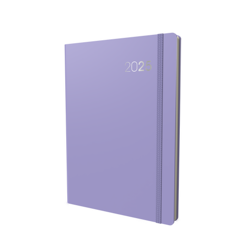 Diary 2025 LEGACY CL41.55-25 A4 1 Day to page Purple soft-touch cover 1/2 hour times 7.30am-7.30pm