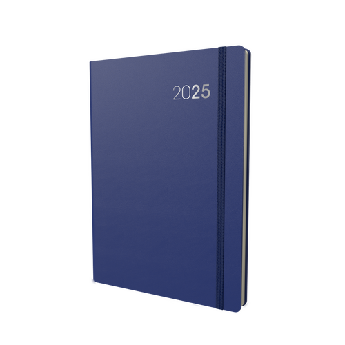 Diary 2025 LEGACY CL41.60-25 A4 1 Day to page BLUE soft-touch cover 1/2 hour times 7.30am-7.30pm